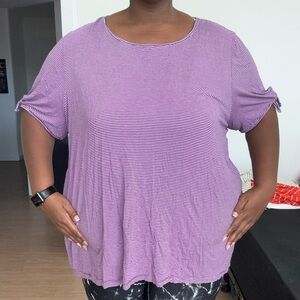 Catherines Black & Purple Striped Shirt – Size 4X (30W/32W)